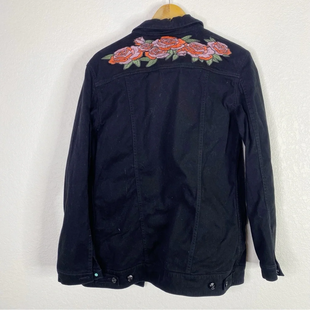 LuLaRoe Black Rose Floral Embroidered Jaxson Jacket